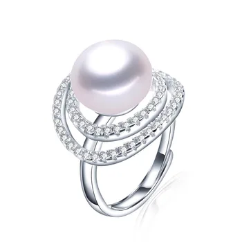 2020 de Gran Tamaño Natural de agua Dulce de la Perla del Anillo De las Mujeres de la Moda AAA CZ de la Plata Esterlina 925 de la Joyería blanco, rosa, púrpura, anillo Caliente