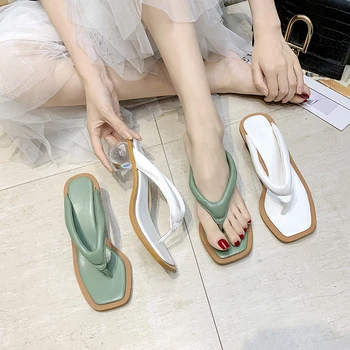 2020 de la Moda de la Mujer Sandalias Zapatos de Verano Gladiador Sandalias de Playa Flip Flops Blanco Bloque Tacones Mula sandalias Zapatillas tamaño 35-40