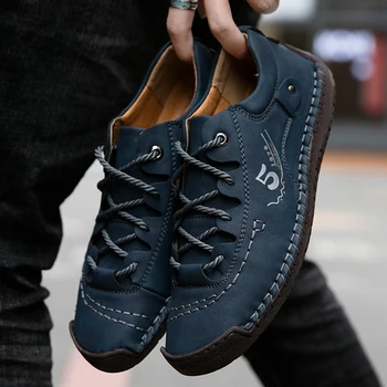 2020 Hombres Casual Zapatos hechos a Mano de Cuero Mocasines Cómodos Zapatos de los Hombres de Calidad Split Plano de Cuero, Mocasines Hombres Zapatillas de deporte