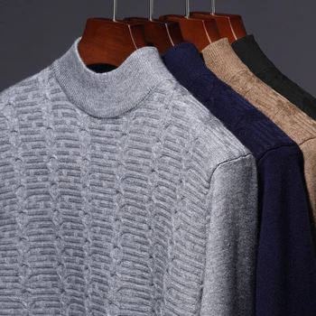 2020 nuevas casual de punto de cuello alto suéter de los hombres jersey de ropa de moda de ropa de punto caliente del invierno para hombre de los suéteres pullovers 81337