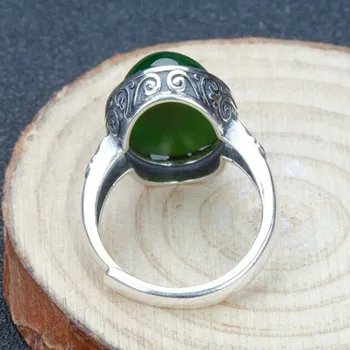 2020 Nuevo real s925 pura plata con incrustaciones de hetian visita a jasper anillo de jade para los hombres y mujeres simples y elegante anillo ajustable
