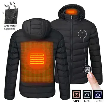 2020 NWE los Hombres de Invierno Cálido USB camisas de Calefacción Termostato Inteligente Color Puro con Capucha Ropa se Calienta Chaquetas Impermeables