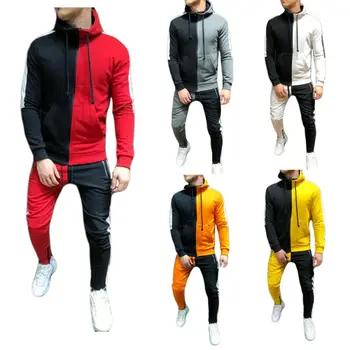 2020 Otoño Casual Hombres Chándal de los Conjuntos de Moda 3D Gradiente Sudadera con Capucha Sudadera Sweatpant Slim Corredores de Gimnasio Pantalones de Traje de Hombre