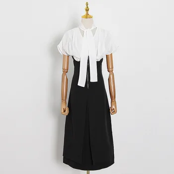 2020 Verano Nueva Moda de Diseño Plisado con cuello en V de la Cinta de la parte Superior + altura de la Cintura Una Línea de Falda de las Mujeres Conjuntos de
