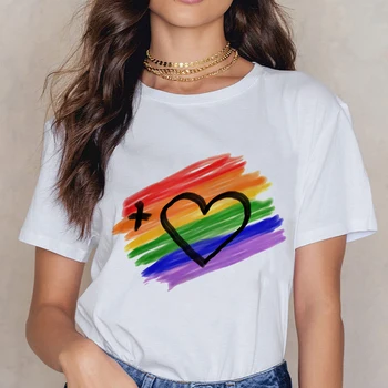 2020 última camiseta hermosa siete colores del arco iris T-shirt gay romántica T-shirt Par de T-camisa de la Mujer T-shirt