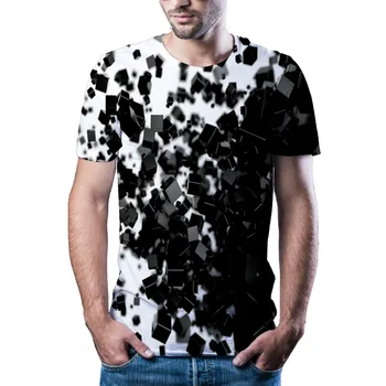 2020 última informal, T-shirt, en blanco y negro de la impresión en 3D, de los hombres T-shirt de moda, agradable impresión en negro T-shirt