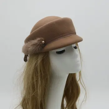202010-chenxing otoño invierno de lana de la Celebridad parte de Visón cabello de la decoración de la señora boina sombrero de mujer de Ocio pintor del sombrero de