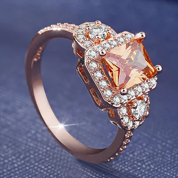 2021 nueva de lujo de Oro Rosa de color de la boda de la princesa juego de anillos para las mujeres de la señora de la joyería de regalo de aniversario bague homme femme anelli R5085