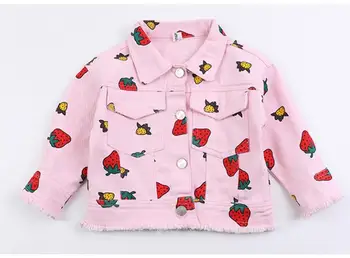 2021 primavera otoño nueva linda impresión chaquetas de mezclilla para las niñas los niños dulces sueltos vaquero abrigos de los niños ropa de abrigo niño tops ws1984