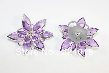 20pcs/24*23mm de Plata Chapado en color Púrpura de la Flor de Taladro/Adornos de diamantes de Resultados Para la Ropa y la Joyería de BRICOLAJE