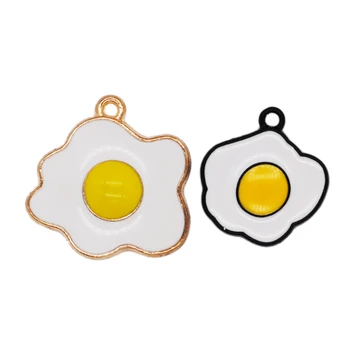 20pcs/Lot las planas Blanco Huevos Fritos Esmalte Pendiente de los Encantos de la Pulsera de Llavero Pequeño Colgante de Joyería de Hacer Accesorios