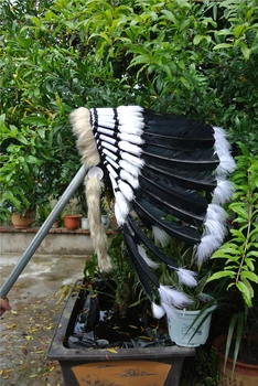 21inch alta indio tocado de Plumas réplica casco negro de la pluma de trajes de fiesta de halloween traje de suministro