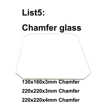 220 mm x 220 mm x 3mm/4mm Chaflán / 130 mm x 160 mm x 3 mm de Vidrio de Borosilicato Placa de construcción para la Impresora 3D (Lista 5)