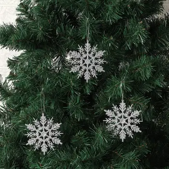 24/36pcs 10 cm Brillo de la Navidad Snowflower Adornos de Árbol de Navidad Colgante Decoración de Navidad de Fiesta de la Boda de Copos de Nieve Decoración