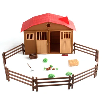 25pc de BRICOLAJE Casa Simular Reproducir el Modelo de Casa de la Granja Modelo de Juego de los Niños de la Casa de Juguete de Aves de corral Modelo Animal de Escena Modelo de Agricultor Actor Jugador