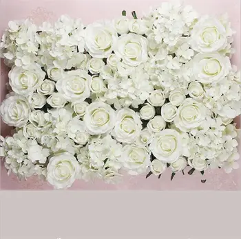 25Pcs rosa artificial cabezas de las flores de seda de la flor decorativa de pared de la decoración del hotel de fondo de BRICOLAJE del Camino led telón de fondo decoración de la boda