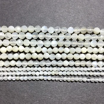 2mm Natural Pequeñas Facetas de la Ronda Suelta Perlas de piedras preciosas Espaciador De la Joyería DIY del Collar de la Pulsera de los Accesorios de la Blanca Luna