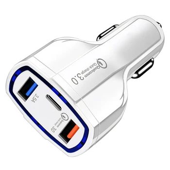 3-Puerto de USB de la Rápido Rápido Adaptador de Cargador de Coche Tipo C Puerto de Carga para el Teléfono Móvil GK99