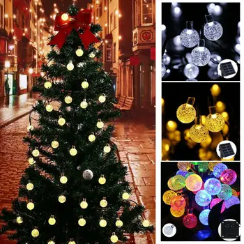 30/50 LED bola de Cristal de la Cadena de Luces de Energía Solar de la Luz al aire libre Luces Solares del Jardín para la Fiesta de la Boda Decoración de Navidad de la Bola de Lámparas