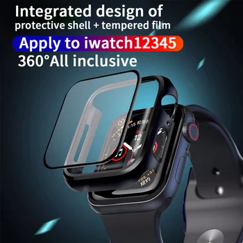 360 Pantalla completa protector de Parachoques del Marco de la PC mate duro Caso para Apple watch 54321 cubierta de cristal Templado de cine para el iwatch de 44 mm 40 mm