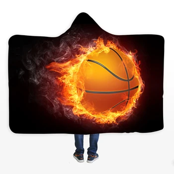 3D de la Impresión Digital con Capucha de Manta Baloncesto Fútbol Fútbol Capa Manta Sudaderas Adultos de Lana Caliente Portátil de las Frazadas