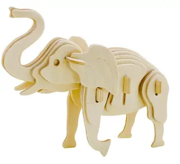 3D Elefante de Madera del Rompecabezas DIY Modelo Animal de la Construcción de Kits para los Niños Adultos