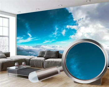 3d papel pintado de las paredes 3d Dormitorio fondo de pantalla Hermoso Cielo Azul y Nubes Blancas Romántico Paisaje Decorativo de Seda 3d Mural de papel pintado