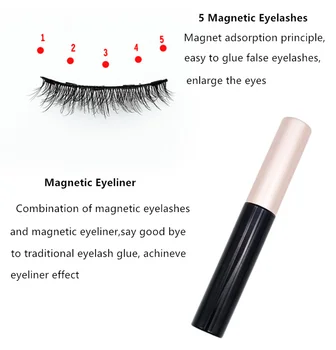 3pair cil magnétique 3d pestañas naturales pestañas postizas magnético Delineador de ojos&magnético pestañas & Pinza Conjunto