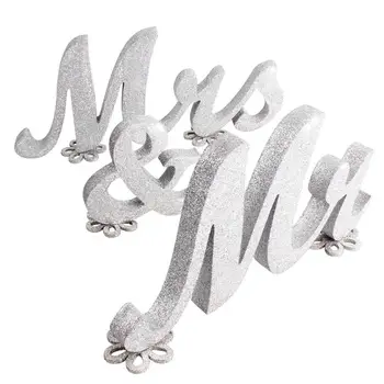 3pcs/set de Boda Adornos de Matrimonio Decoración de Madera de MR & MRS Brillo de las Letras de la Boda Signo de la Fiesta de Cumpleaños Decoración