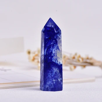 4-7cm 1pc Artificial de cristal de cuarzo azul de la fundición de cristal varita punto Sano de la energía de la piedra la decoración del hogar