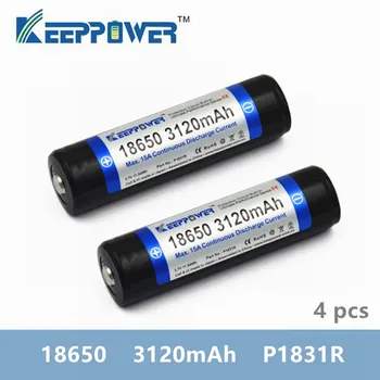 4 pcs KeepPower 3120mAh baterías 18650 P1831R protegido recargable de li-ion de la batería de Max 15A descarga de envío de la gota Original