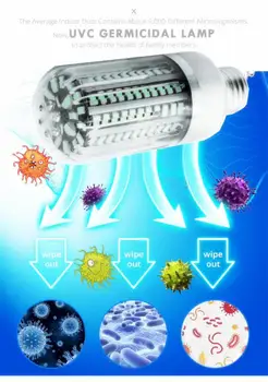 40W Inteligente de la luz uv esterilizador LED lámparas UVC con control remoto E27 de Desinfección con Ozono Bombillas de Luz bactericida de la lámpara UV Germicida de la Lámpara
