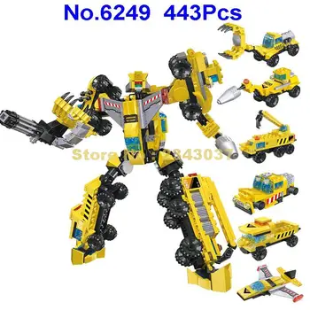 443pcs 6in1 construcción en la ciudad de camión, avión, avión, vehículo de transformación de deformación robot bloques de construcción de Juguete
