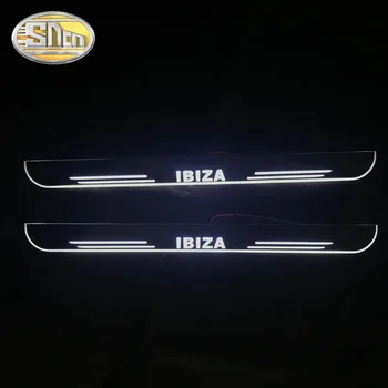 4PCS Acrílica Impermeable de Movimiento LED de Bienvenida Coche de Pedales de desgaste de la Placa de Pedal Umbral de la Puerta de la Vía de la Luz Para Seat Ibiza 6j 6k 6l fr