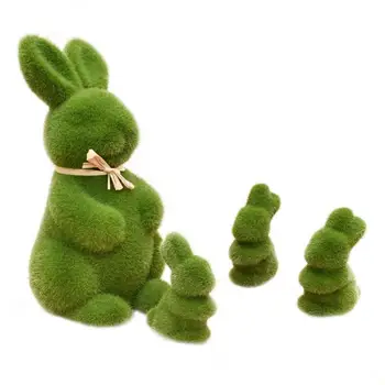 4pcs de Pascua, Conejo de Césped Artificial de Animales de Pascua, Conejo de la Oficina en Casa Ornamet Partido de Accesorios Decorativos