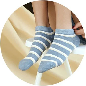 5 Pares/set Clásico de Calcetines de Corte Bajo de las Mujeres de Algodón de la Raya Patrón de Cuadros calcetines de Tobillo Elegante Estilo Harajuku