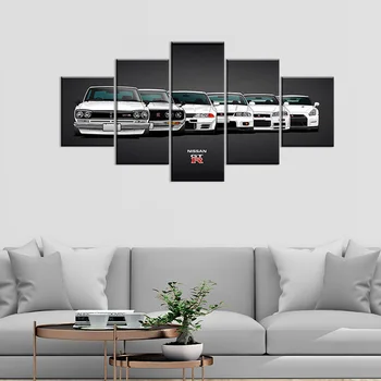5 Piezas de Lienzo de Pintura Nissan Skyline GTR Coche de Pintura de carteles de la Pared del Arte de Vivir en Casa de Decoración de la Habitación sin enmarcar