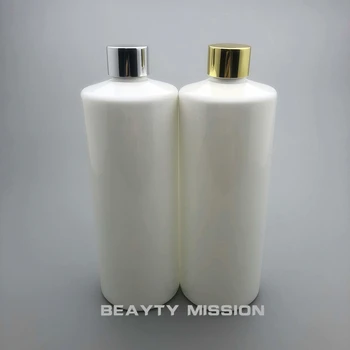 500ml Blanco 12 pcs/lote de Plástico PET Vacías de Plástico para Envase Cosmético Electrificada de Aluminio Tornillo de la Tapa del Perfume Paquete de Botellas
