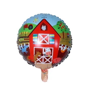 50pcs 18 pulgadas ronda de dibujos animados de aluminio globo de la granja de servidores tema de los Niños de la fiesta de diseño de decoración de globos de suministros al por mayor