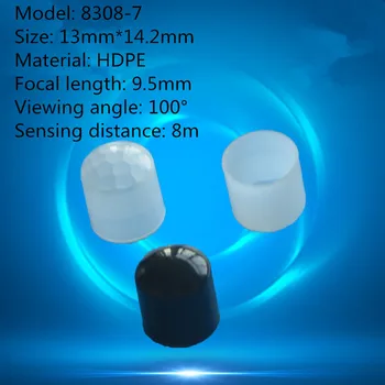 50pcs 8308-7 color en blanco y negro de forma de cúpula cuerpo humano infrarrojos PIR sensor de HDPE plástico lente de fresnel 13*14.2 mm