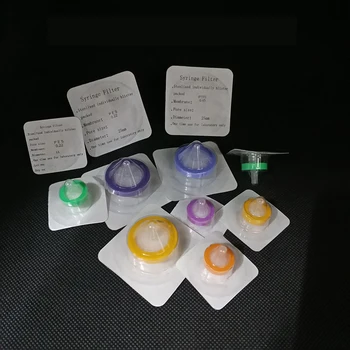 50pcs/bolsa esterilizada único paquete de filtro desechable cabeza PES/PTFE/ Nylonneedle filtro de membrana 13/25/33mm 0.22 0.45 um