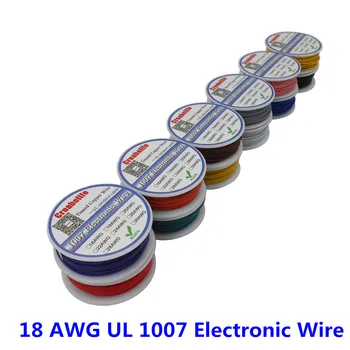 5m UL 1007 18AWG 12 Colores Eléctricos de Cable de Alambre de la Línea de Estañado de Cobre del PWB del Alambre RoHS Certificación UL de Aislamiento de los Cables LED