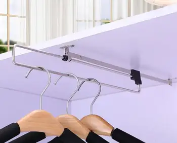 5pcs Armario hangering varilla de metal de moda telescópica colgar la ropa de la varilla de armario correderas bastidores de los bolsos de lazo de seda de la bufanda titular de rack