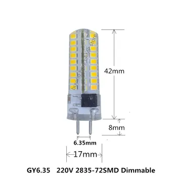 5pcs LED con atenuación GY6.35 220V Dimmable COB/2835/3014smd 64/72beads Sin vibración de Silicona gy6.35 led 220v Dimmable LED del g6.35 220v