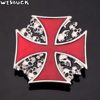 5Pcs MOQ Fresco Cráneo Hebillas WesBuck Marca el Cruce de las Hebillas de la Correa de Metal para el Hombre que para la Mujer Occidental Hebillas de Metal Vaquero Plateado