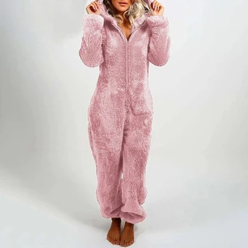 5X XXXL Pijamas Camisón de Invierno para Mujeres ropa de dormir con Mangas Largas, Además de la Felpa de Peluche Grueso traje de Salto con Capucha ropa de hogar Pijamas Batas