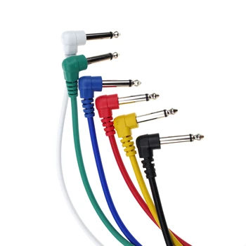 6 Colores Guitarra Eléctrica Efecto Cable de conexión de Cable de Audio Cable de Conexión Cable de 1/4 de Pulgada TS Enchufe Masculino de 30 cm
