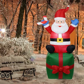 6 Inflable de Santa Claus de Navidad Decoración de Soplado de Santa Caja de Regalo de Navidad Decoración de Jardín Decoración del Partido