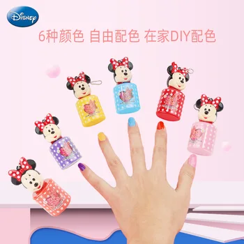 6 pcs/set de Disney de Mickey Mouse Minnie esmalte de Uñas de Juguetes Soluble en Agua Lavable Juego de fantasía de Moda los Juguetes de las Niñas de Maquillaje de Juguete de Regalo