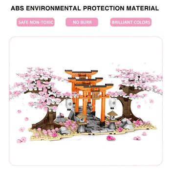 647pcs de la Ciudad de Street View Idea de que Sakura Inari Ladrillos Amigos de los Cerezos en Flor Creador de la Casa del Árbol de Bloques de Construcción de Juguetes Como Regalos